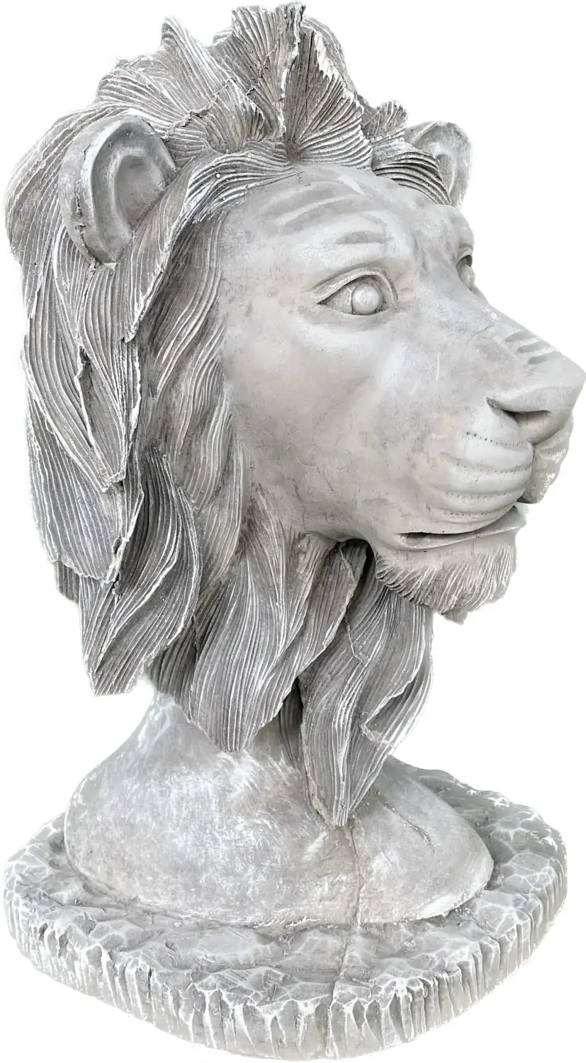 Artikelbild 11 des Artikels “Cormac - Löwenkopf auf Sockel, 45cm H | Steinguss “